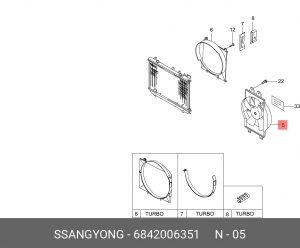 Электромотор радиатора кондиционера 6842006351 SSANG YONG