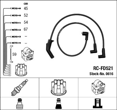 Ккомплект проводов зажигания RC-FD521 NGK NTK