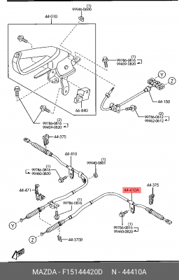 Трос, стояночная тормозная система F151-44-420D MAZDA