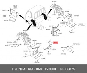 Кронштейн брызговика 868105H000 HYUNDAI KIA