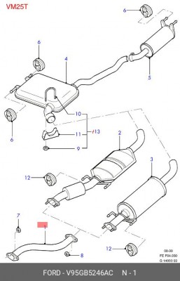 Труба системы выпуска ОГ V95GB-5246-AC FORD