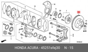 Тормозной диск 45251SFEJ30 HONDA