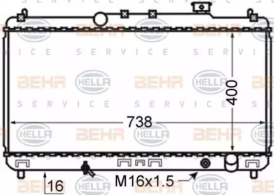 Радиатор, охлаждение двигател 8MK 376 726-671 HELLA