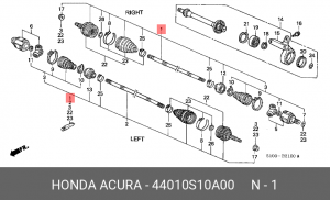 Шарнирный комплект, приводной вал 44010S10A00 HONDA