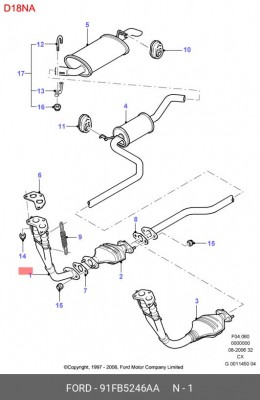 Труба приемная 91FB5246AA FORD