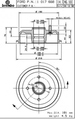 Тормозной барабан 14.7246.10 BREMBO