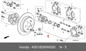Суппорт тормозной 43018SWWG00 HONDA