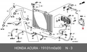 Бачок расширительный системы охлаждения 19101RN0A00 HONDA