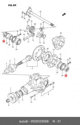 Уплотняющее кольцо, дифференциал 09283-35008 SUZUKI