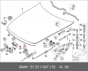 Крючок капота 51 23 7 047 170 BMW