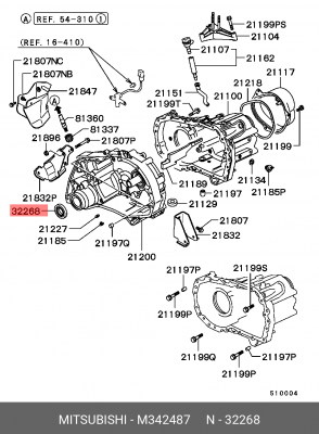 Уплотняющее кольцо, дифференциал M342487 MITSUBISHI