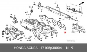Прокладка, впускной коллектор 17105P30004 HONDA