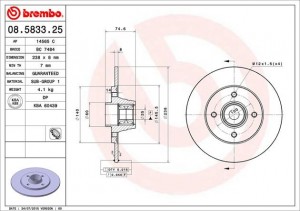 Тормозной диск 08.5833.25 BREMBO