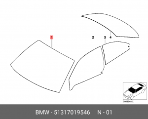 Стекло ветровое 51 31 7 019 546 BMW