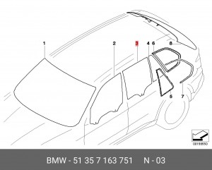 Стекло боковое 51 35 7 163 751 BMW