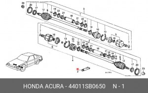 Шарнирный комплект, приводной вал 44011SB0650 HONDA