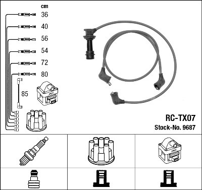 Ккомплект проводов зажигания RC-TX07 NGK NTK