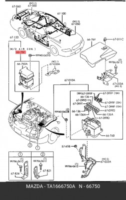 Блок коммутационный для реле, предохранителей TA1666750A MAZDA