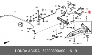 Рычаг независимой подвески колеса, подвеска колеса 52390-SR0-A00 HONDA