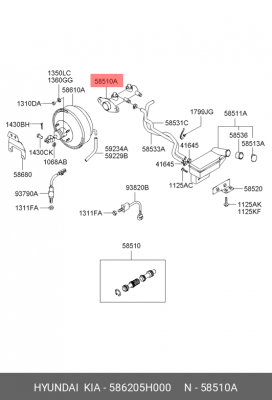 Главный тормозной цилиндр 586205H000 HYUNDAI KIA