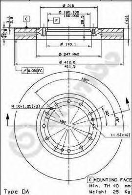 Тормозной диск 09.3191.10 BREMBO