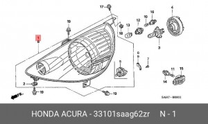 Фара головного света 33101SAAG62ZR HONDA