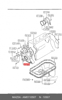 Уплотняющее кольцо, коленчатый вал AM0110507 MAZDA
