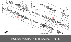 Комплект пылника, приводной вал 44315SA2300 HONDA