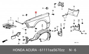 Крыло 61111SA5670ZZ HONDA