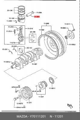 Палец поршня Y70111201 MAZDA