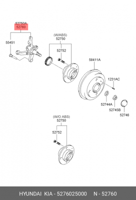 Цапфа ступицы колеса 5276025000 HYUNDAI KIA