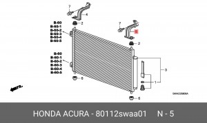 Кронштейн крепления радиатора кондиционера 80112SWAA01 HONDA