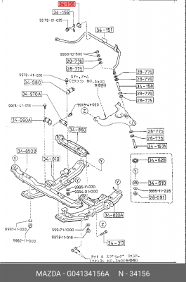 Втулка подшипника, поперечная балка G041-34-156A MAZDA