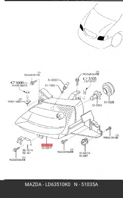 Фара головного света LD63510K0 MAZDA