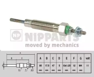 Свеча накаливания J5715004 H B JAKOPARTS NIPPARTS