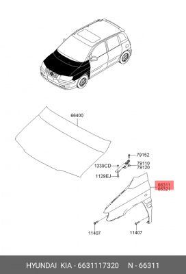Крыло 6631117320 HYUNDAI KIA