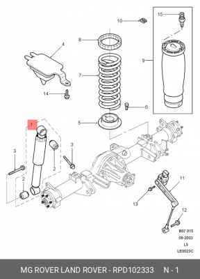 Амортизатор RPD102333 LAND ROVER