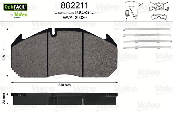 Колодки тормозные дисковые 882211 VALEO PHC
