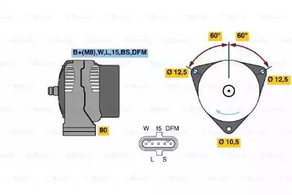 Генератор 0 124 555 041 BOSCH