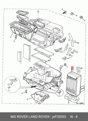 Теплообменник, отопление салона JEF10003 MG ROVER LAND ROVER