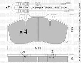 Комплект тормозных колодок, диско 2202670K METELLI