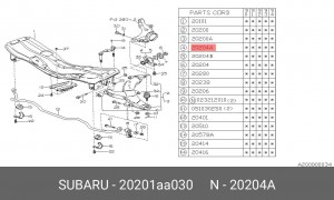 Сайлентблок 20201-AA030 SUBARU
