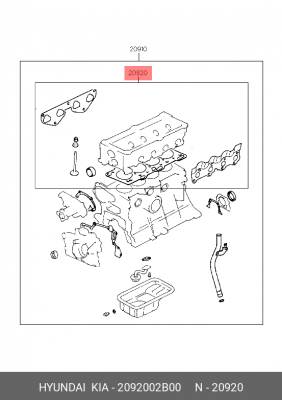 Комплект прокладок, головка цилиндра 2092002B00 HYUNDAI KIA
