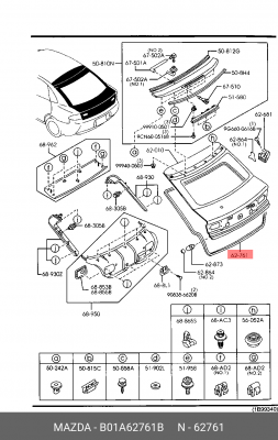 Уплотнитель крышки багажника B01A62761B MAZDA