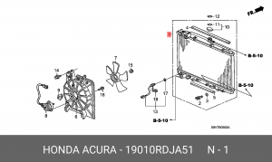Радиатор охлаждения ДВС 19010RDJA51 HONDA