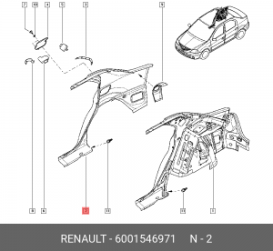 Крыло заднее 6001546971 RENAULT
