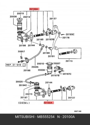 Главный цилиндр, система сцепления MB555254 MITSUBISHI
