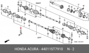 Шарнирный комплект, приводной вал 44011ST7910 HONDA