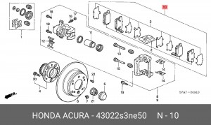 Комплект тормозных колодок, диско 43022S3NE50 HONDA
