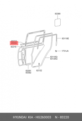 Уплотнитель стекла двери HG260003 MOBIS
